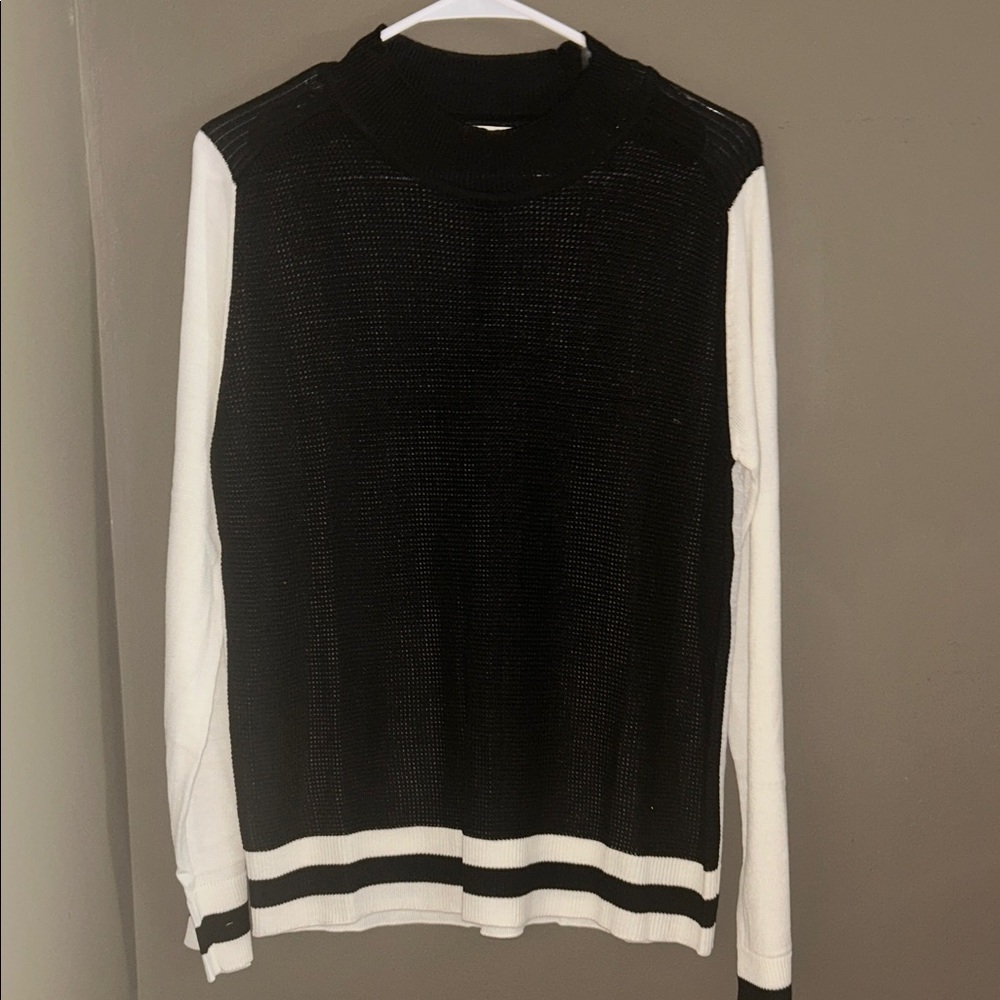 Elegant Black and White Crew Neck Sweater. NWOT.